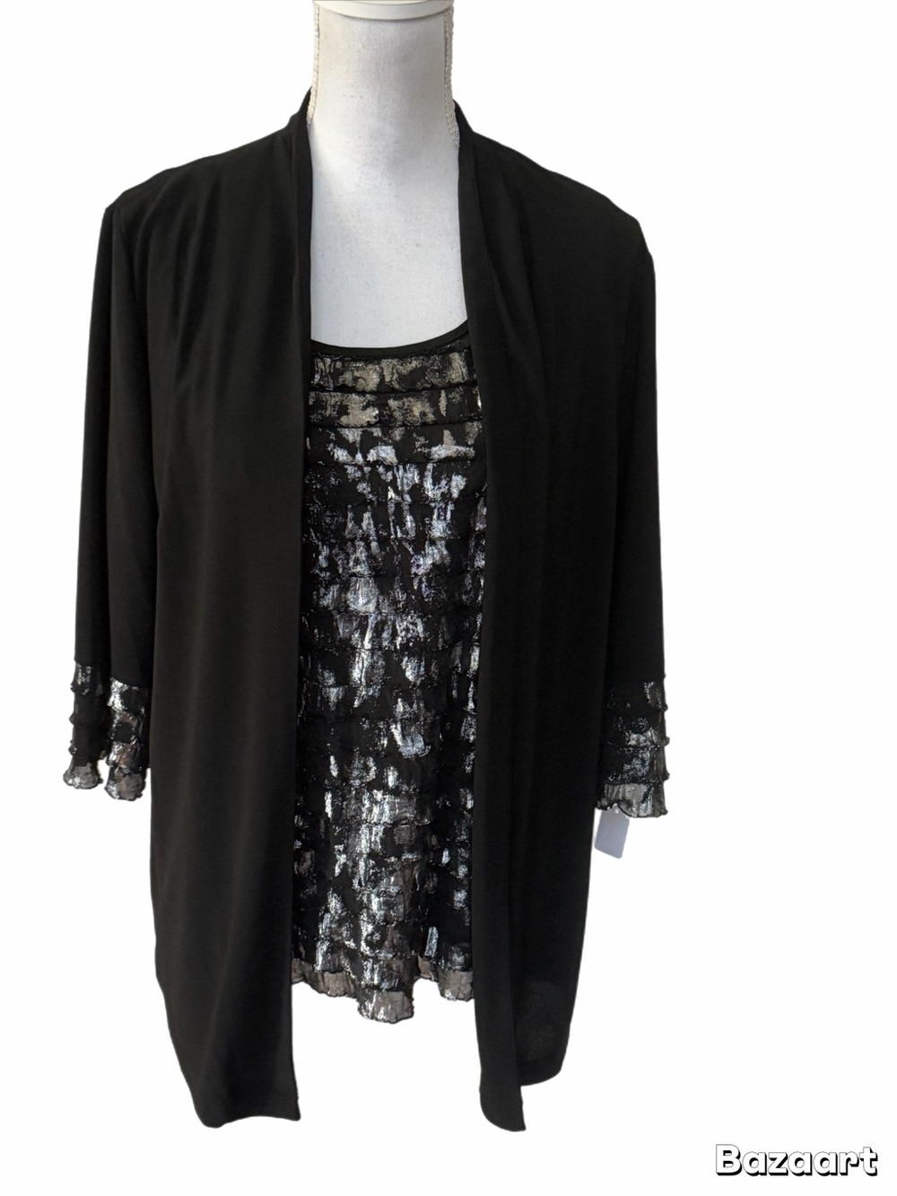 Perceptions New York 2PC Jacket & Shimmer Tank Set Size 14 Black Dressy - Picture 2 of 8